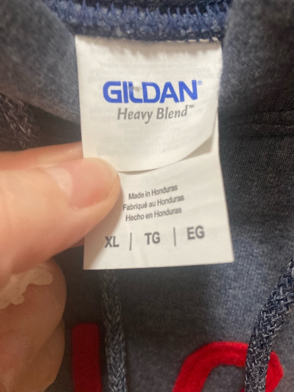 Gildan Blue Pullover Hoodie with Red & Black St. Louis Print - Picture 2 of 7